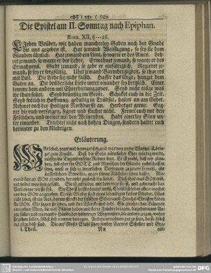 Die Epistel am II. Sonntag nach Epiphan. Rom. XII, 6-16