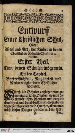 Erster Theil. Von denen Schulen insgemein