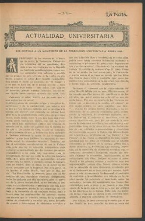 Actualidad universitaria : Dos criticas a un manifiesto de la Federación Universitaria Argentina