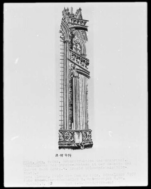 Dom, Außenbau, Rekonstruktion des ursprünglichen Anschlusses des Strebesystems an der Südseite des Chores nach Arnold Göldenpfennig (1830-1908)