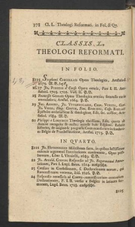 Classis L. Theologi Reformati