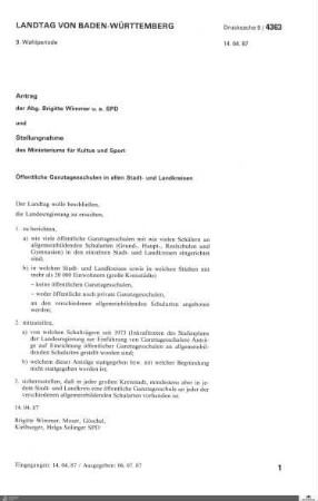 Antrag der SPD: Ganztagesschulen