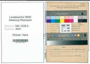 Entnazifizierung Hans Kriener , geb. 22.01.1921 (Beamter)