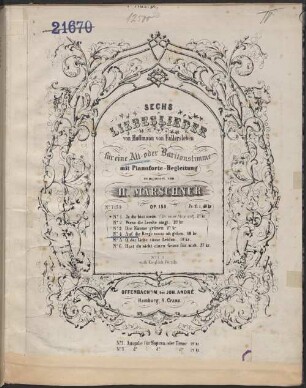 Sechs Liebeslieder : von Hoffmann von Fallersleben ; für 1 Alt- oder Baritonstimme mit Pianoforte-Begl. ; op. 155, 4. Auf die Berge muß ich gehen. - S. 14-15