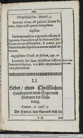 LI. Gebet, eines Christlichen Haußvaters, umb Segen und Gedeyen der nahrung