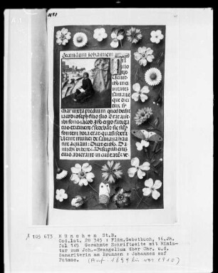 Flämisches Gebetbuch — Johannes auf Patmos, Folio 145recto