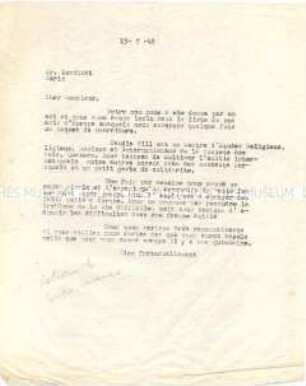 Brief des Pendle Hill College an einen französischen Quäker mit Informationen über Pendle Hill (französisch) - Sachkonvolut