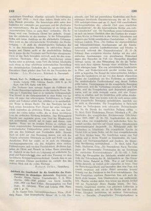 189-191 [Rezension] Jahrbuch der Gesellschaft für die Geschichte des Protestantismus im ehemaligen Österreich; 61. Jahrgang