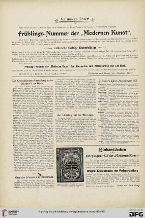 An unsere Leser