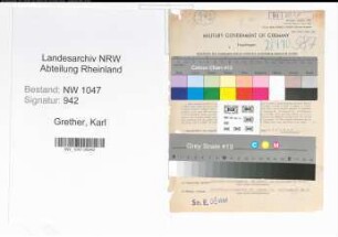 Entnazifizierung Karl Grether , geb. 25.07.1894 (Sekretaer)