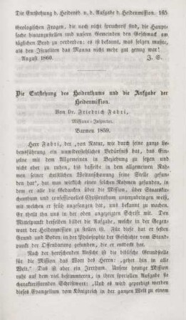 165-185 Die Entstehung des Heidenthums und die Aufgabe der Heidenmission