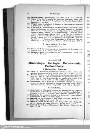 VII. Mineralogie. Geologie. Bodenkunde. Paläontologie