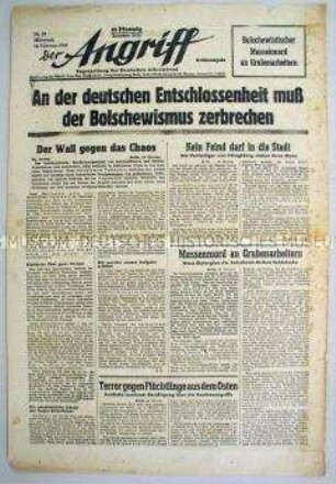Tageszeitung "Der Angriff" mit Durchhaltepropaganda