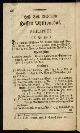 68-80, Hess. Cass. Nebenlinie Hessen Philipshal. - Hessen Rotenburg.