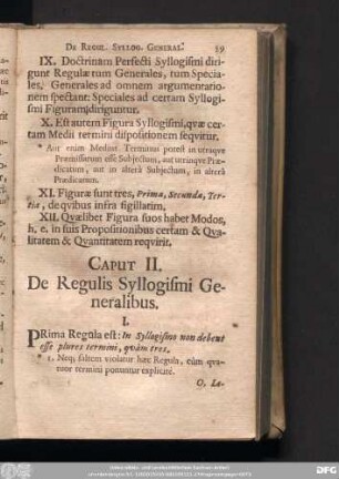 Caput II. De Regulis Syllogismi Generalibus.