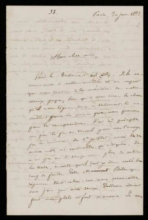 Nr. 2: Brief von Ernest Renan an Paul de Lagarde, Paris, 30.6.1853