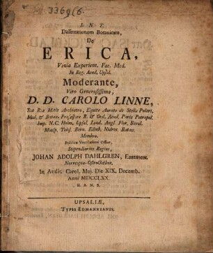 Diss. inaug. de erica