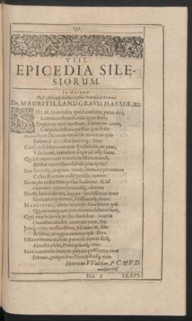 VIII. Epicedia Silesiorum.