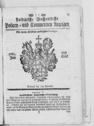 6tes Stück, Ausgabe vom 5. Februarii 1768