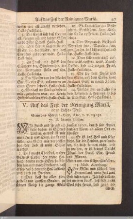 Auf das Fest der Reinigung Mariä.