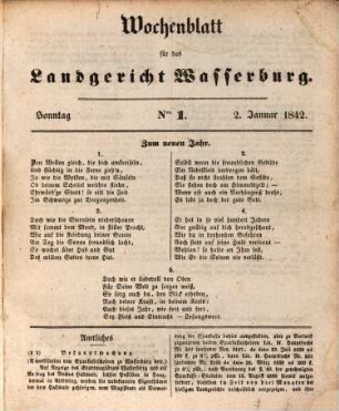 Wochenblatt für das Landgericht Wasserburg. 1842 = Jg. 4