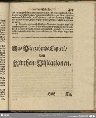 Das Vierzehende Capitel, von Kirchen-Visitationen