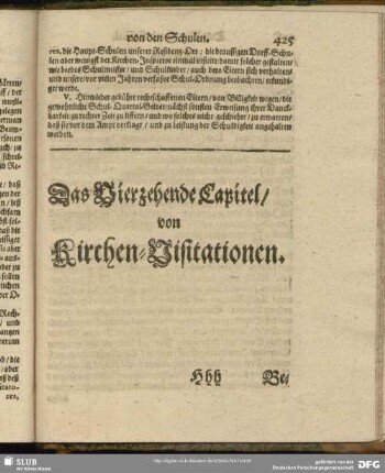 Das Vierzehende Capitel, von Kirchen-Visitationen