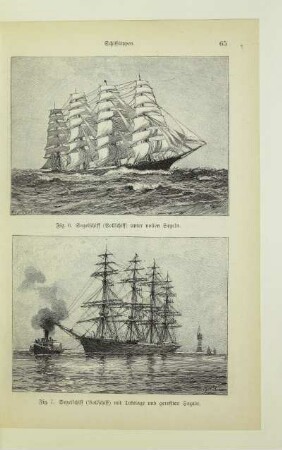 Segelschiff (Vollschiff) unter vollen Segeln