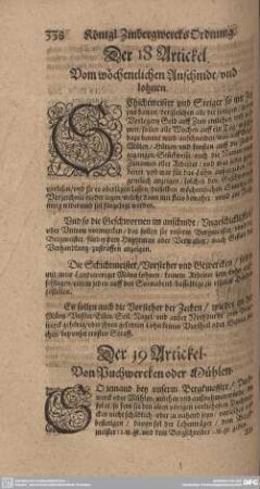 Der 19. Artickel. Von Puchwercken oder Mühlen.