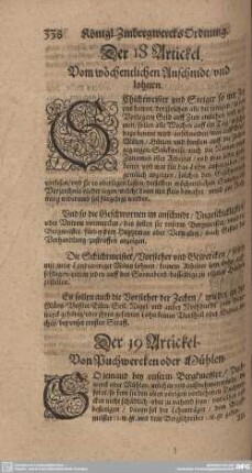 Der 19. Artickel. Von Puchwercken oder Mühlen.