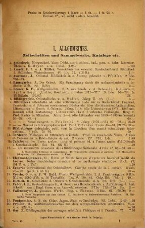 Lager-Verzeichnis ..., 47. Orientalia : Geschichte, Sprache und Litteratur der Völker des Orients