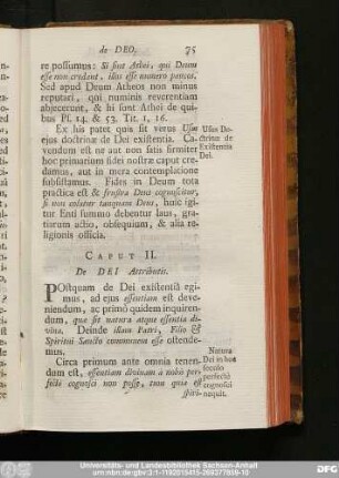 Caput II. De Dei Attributis.