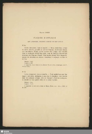 Planche XXXIX Plaques D´Applique Art Limousin, Seconde Moitié Du XIIIe Siècle