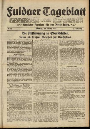 Ausgabe vom Montag, den 21. März 1921.
