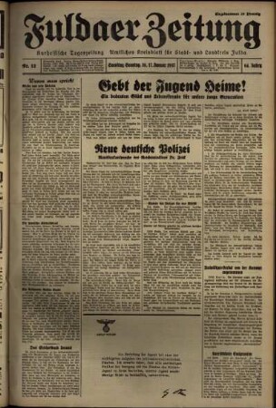 Erste Ausgabe vom Samstag, den 16. Januar 1937.