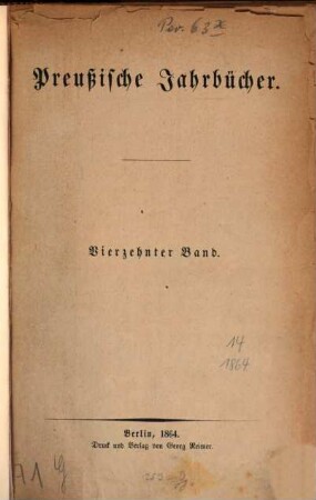 Preußische Jahrbücher. 14. 1864