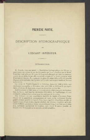 Premiére Partie. Description Hydrographique de L'escaut Inferieur.