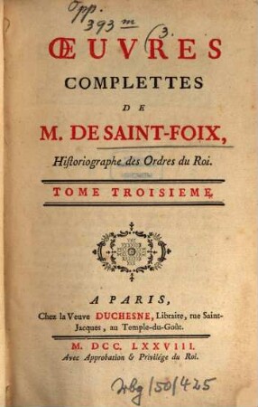 Oeuvres Complettes De M. De Saint-Foix, 3
