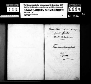 Feuerversicherungsbuch in Erbstetten mit Unterwilzingen, angelegt vom Verwaltungsaktuar Goez, mit alphabetischem Namensregister