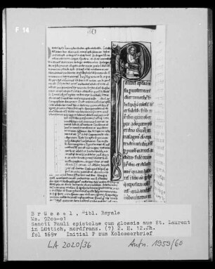 Ms 9200-01, Sancti Pauli epistolae cum glossis, fol. 169v: Initiale P zum Kolosserbrief