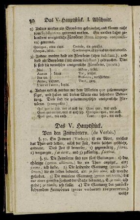 Das V. Hauptstück. Von den Zeitwörtern.