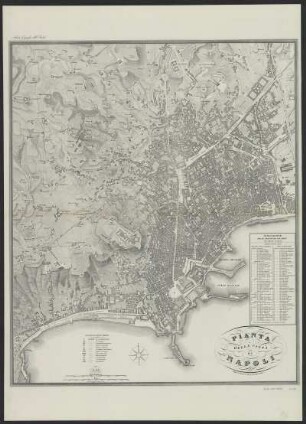 Stadtplan von Neapel, Italien, 1:8 000, Lithographie, um 1850