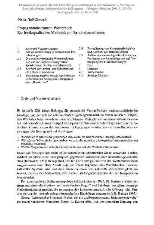Propagandainstrument Wörterbuch. Zur lexikografischen Methodik im Nationalsozialismus