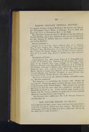 Eighth Ordinary General Meeting: The British Empire of To-day. By C. E. Howard Vincent, Esq.