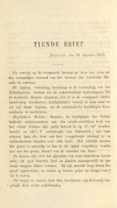 Tiende brief. Batavia, den 28 Augustus 1855