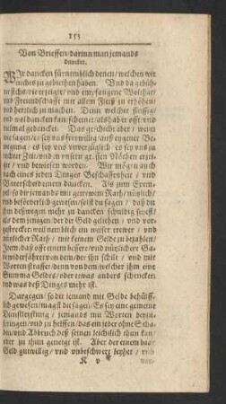 Von Brieffen/ darinnen man jemands dancket.