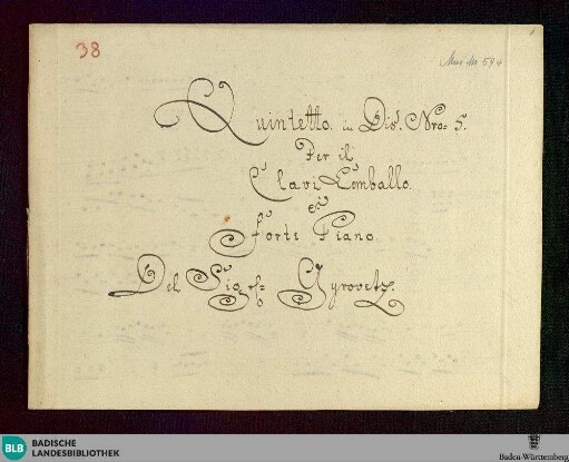Quintets. Arr - Don Mus.Ms. 594 : cemb; E|b