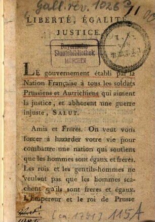 Liberté, égalité, justice : = Freiheit, Gleichheit, Gerechtigkeit