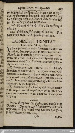 Domin. VII. Trinitat. Epist. Rom. VI. 19-fin.