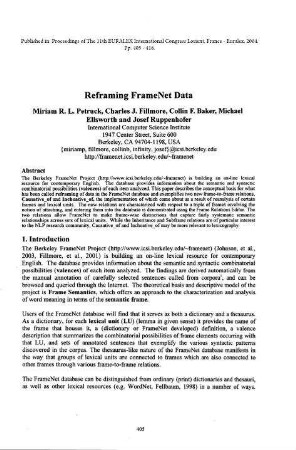 Reframing FrameNet Data